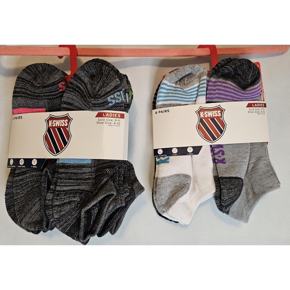 NWT Lot Of 2 6pack  K Swiss Women's Ankle/Quarter Socks